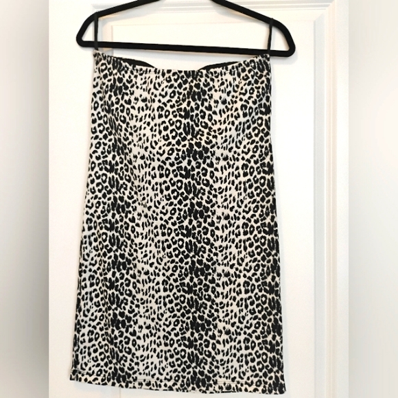 Black and white leopard print strapless dress - Picture 4 of 4